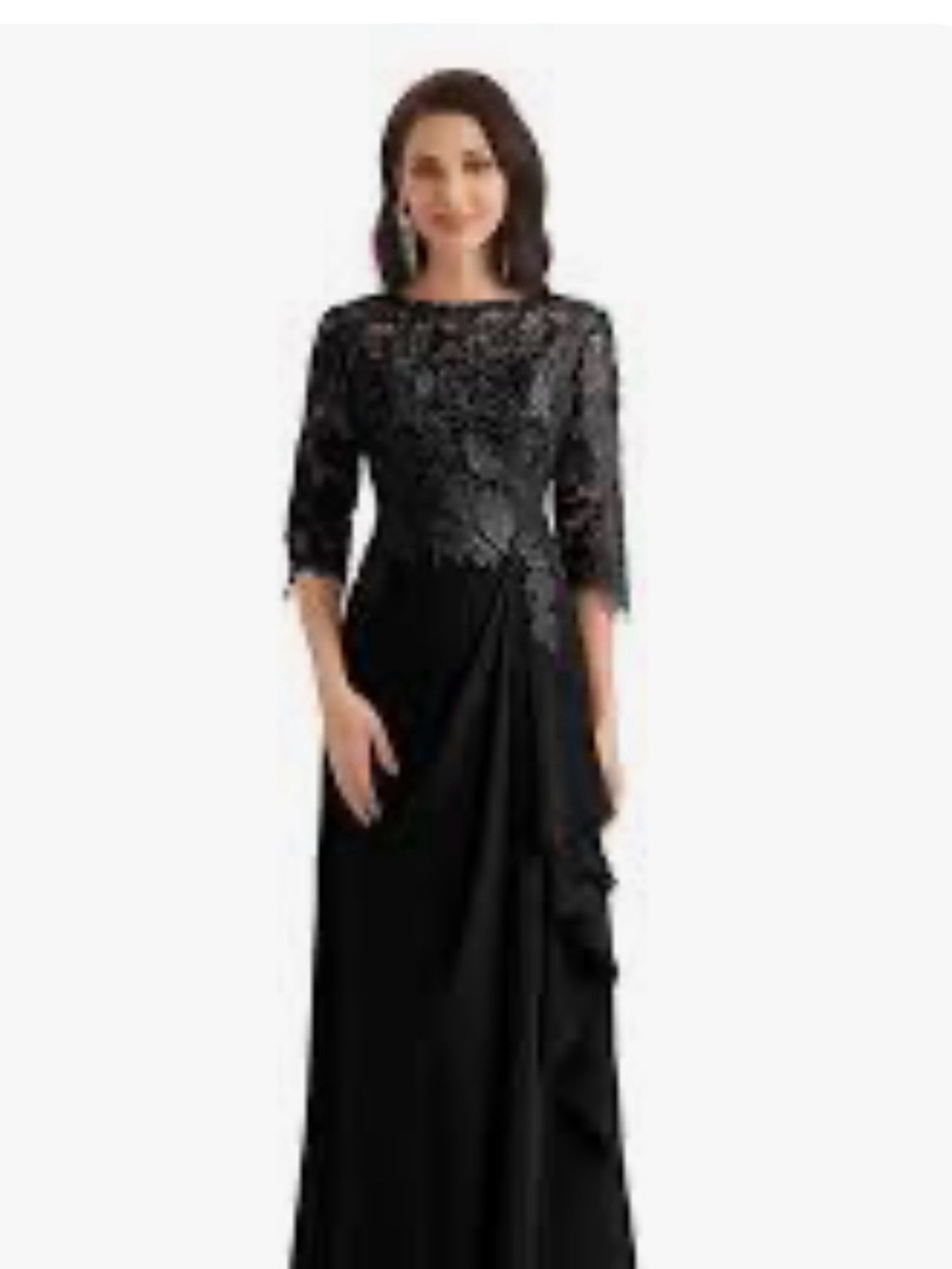 Elegant Black Lace & Sequin Evening Dress